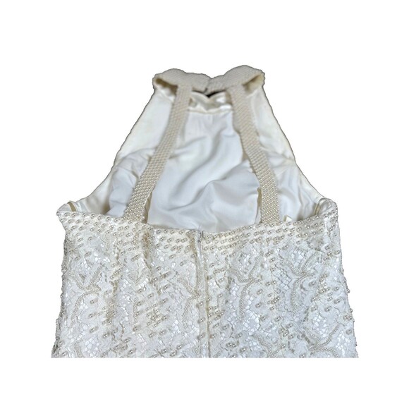St. Tropez Wedding Dress Sz. 10 Ivory Halter Pearl Beaded Lace with Sweep Train - Picture 12 of 14